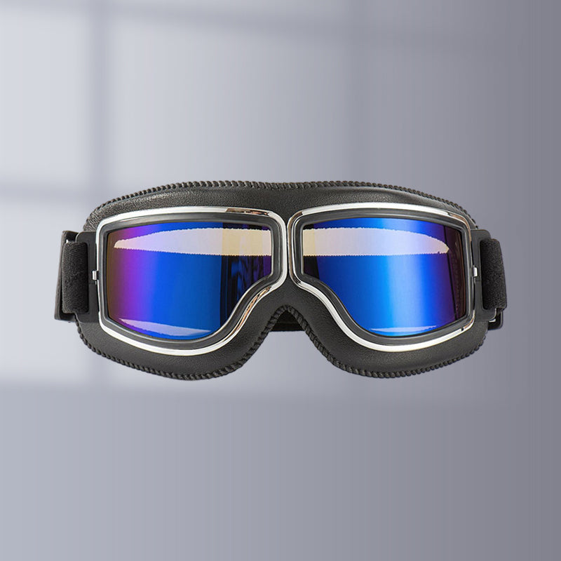 Gluschwein - Vintage-Motorradbrille schwarz bunt