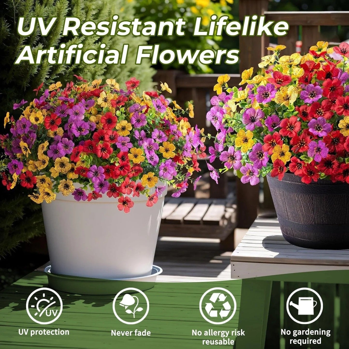 Gluschwein - Flower Bush - Realistische, UV-beständige Dekoblumen