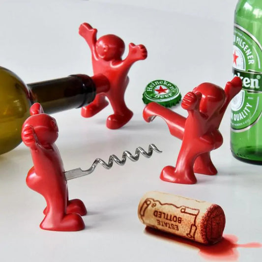 HappyMen - Set aus Flaschenöffner, Stopfen und Korkenzieher