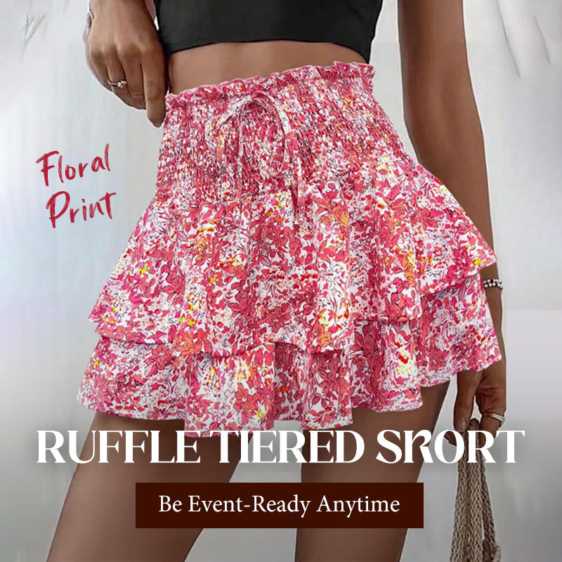 Gluschwein - 😍LAST DAY PROMOTION - 49%OFF💕Lightweight Slimming Floral Ruffle Tiered Skirt✨