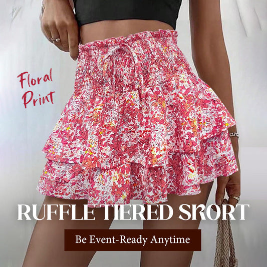😍LAST DAY PROMOTION - 49%OFF💕Lightweight Slimming Floral Ruffle Tiered Skirt✨