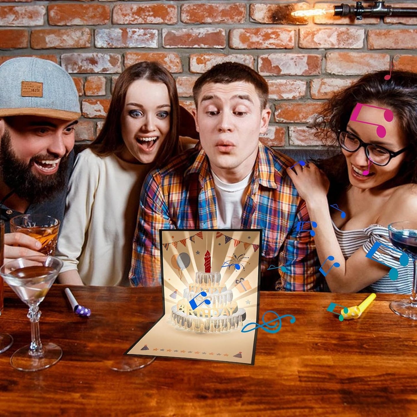 3D Pop-up Geburtstagskarte – handgemachte Grußkarte mit LED-Licht und Musik