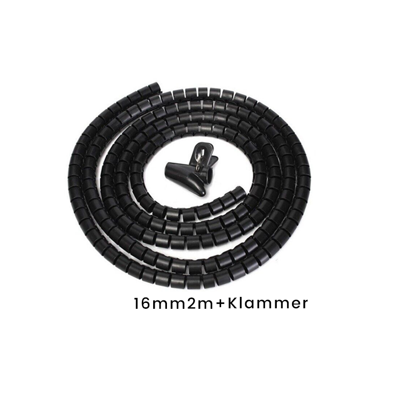 Gluschwein - Anti-Biss-Kabelbinder für Kabel-Organizer Schwarz (2M + Klammer) 16 MM