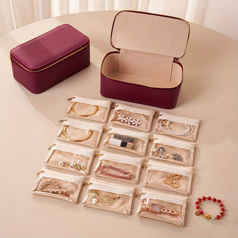 Gluschwein - Jewellery Case - Schmuck-Reisebox mit 12 Samtbeuteln – Verknötungsfrei