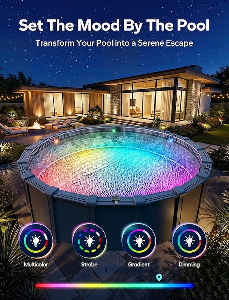 Pool Light Fountain - Solarbetriebene Pool-Stimmungsbeleuchtung