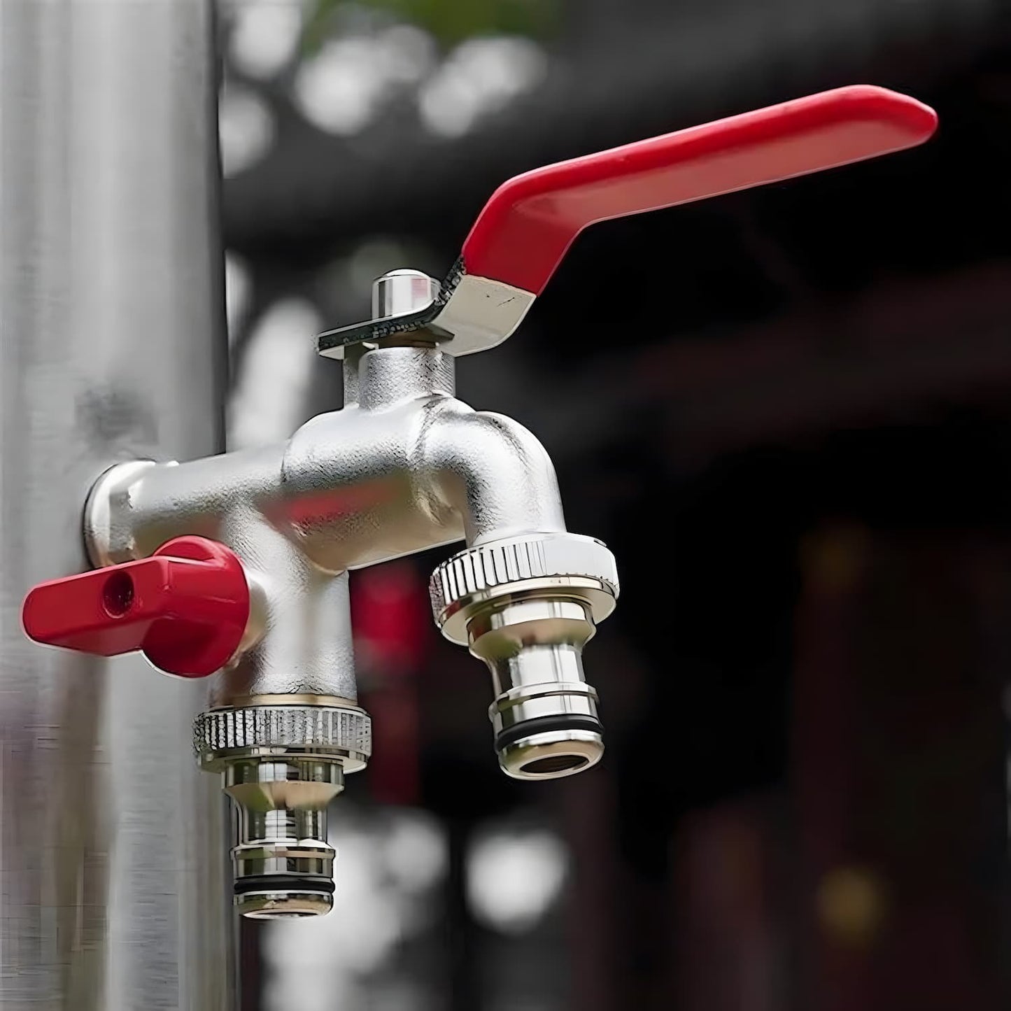 Double Garden Faucet - Doppel-Wasserhahn Edelstahl mit 2 Ausgängen