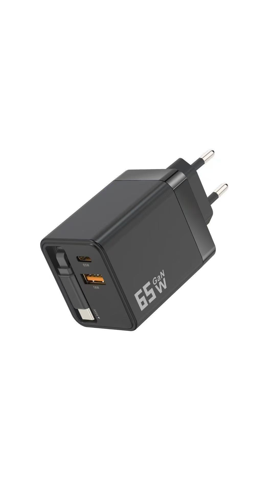 ✨⚡3-in-1-GaN-Ladegerät, 80 W MAX skalierbares Schnelllademodul mit Typ-C-Kabel und 2 USB-Anschlüssen