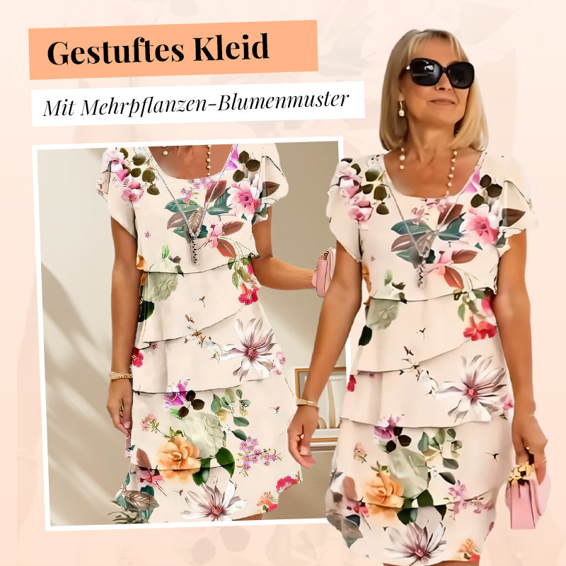 Gluschwein - Kaskadenkleid mit Blumenmuster und mehreren Pflanzen