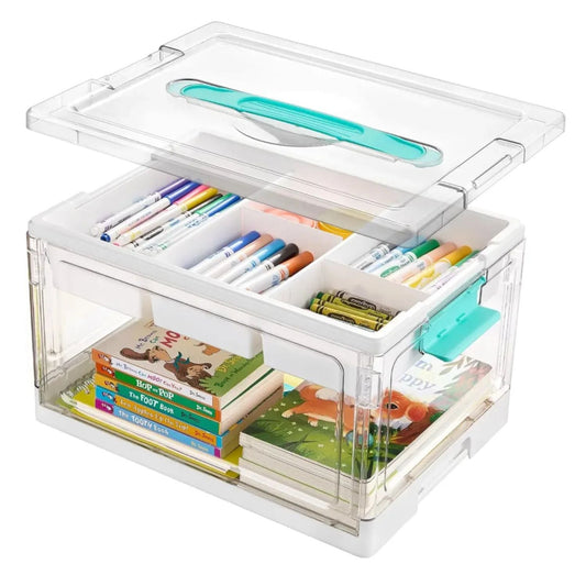 Clear Organizers - Aufbewahrungsbox mit herausnehmbaren Fächern und Trennwänden | Ideal zum Ordnen von Malutensilien, Spielzeug, Bastelbedarf usw