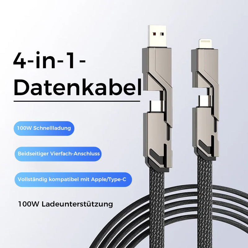 Gluschwein - 4-in-1-Ladekabel mit Flachgeflecht und Klettverschluss