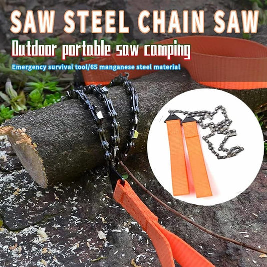 Gluschwein - Hand Chain Saw - Handkettensäge Edelstahl 65 Mn – Zusammenklappbar mit Gürteltasche