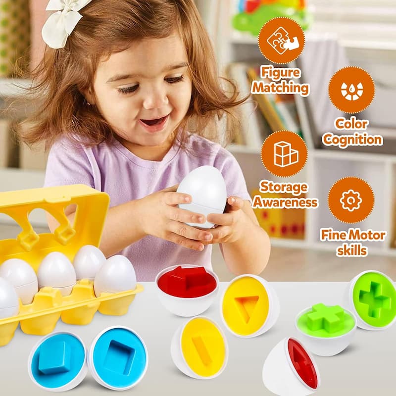 Egg Shapes - Montessori-Eier-Spielzeug – Puzzle zum Sortieren nach Farbe und Form für Kleinkinder: Förderung der Feinmotorik