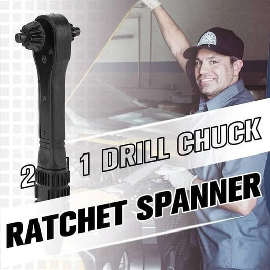 DrillRatch - 2-in-1 Bohrfutter-Ratsche – Ratschen-Schraubenschlüssel aus Stahl mit rutschfestem Griff