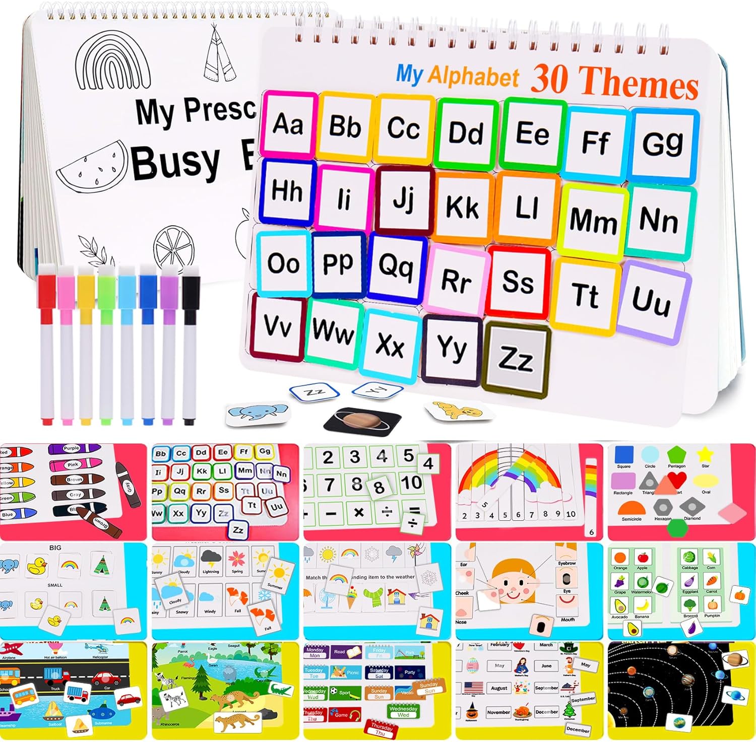 Gluschwein - Busy Book - Montessori-Lernbuch | Lernordner für Vorschulkinder mit 30 Themen