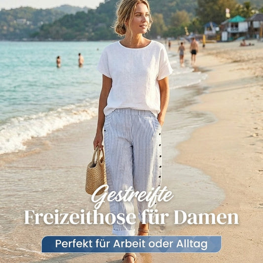 Gluschwein - 🔥Solange der Vorrat reicht 40 % Rabatt!🎉Bequeme blau gestreifte Hose mit Seitentaschen