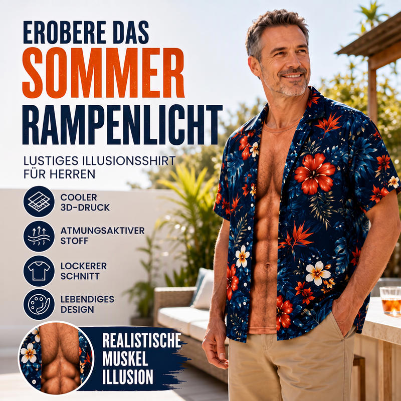 Herren Hawaii-Hemd Tropischer Blumendruck Kurzarm Lässiges Strand-Knopfhemd