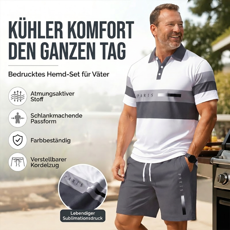 Gluschwein - 👕 2-teiliges Hemd- & Shorts-Set für Herren – bequem, atmungsaktiv & vielseitig für Sommer, Freizeit & Reisen ☀️🩳