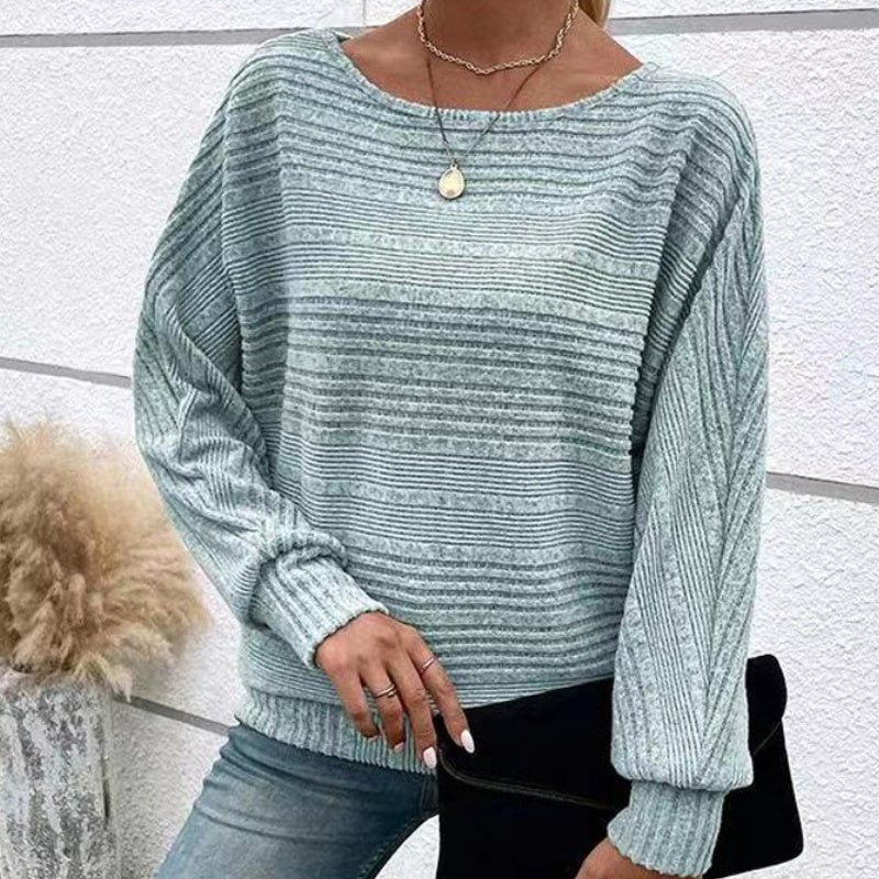 Gluschwein - ⏰Weiches, einfarbiges Pullover-Langarmoberteil mit Fledermausärmeln für Damen