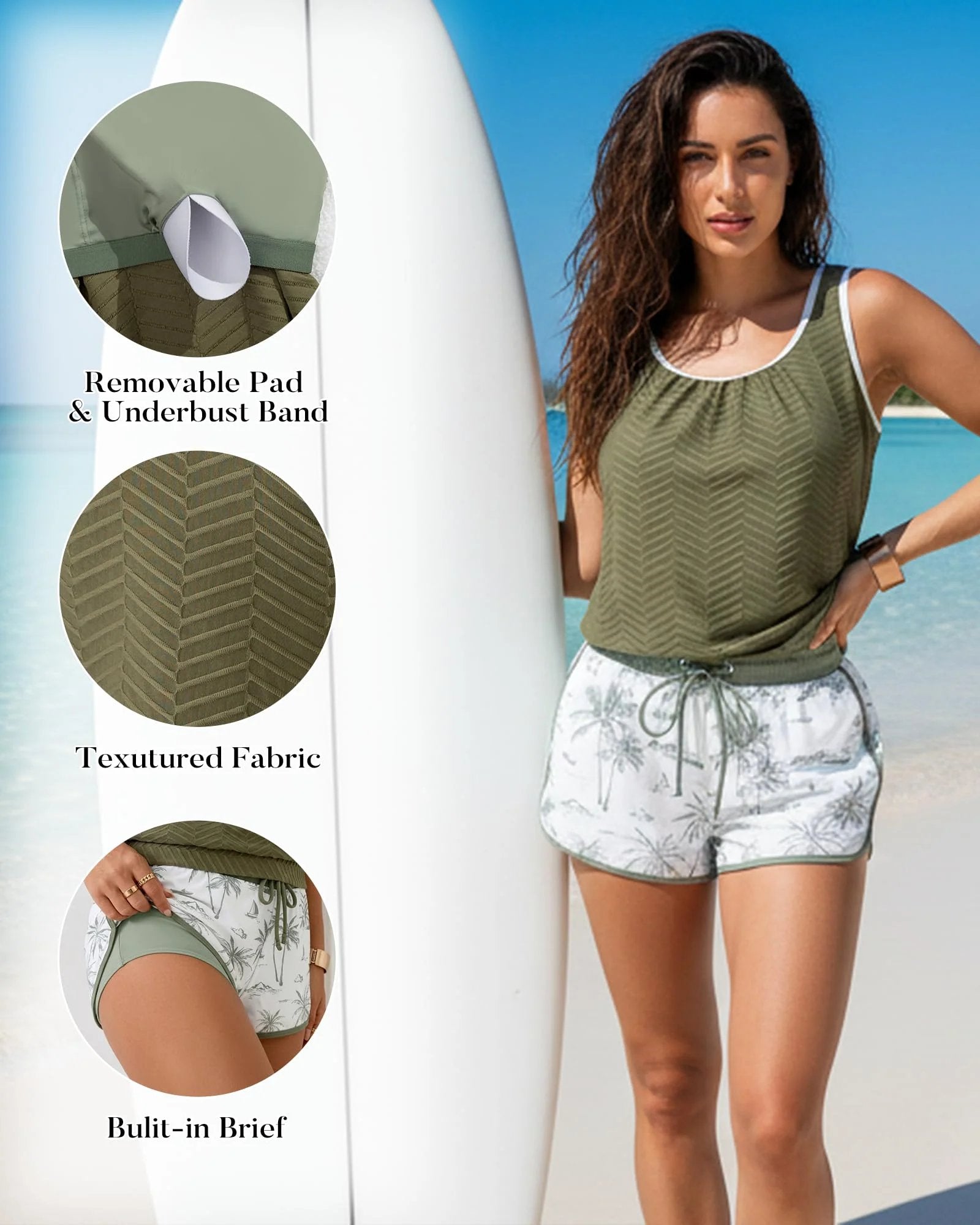 Gluschwein - 🩱Letzter Tag des Schlussverkaufs – 50 % Rabatt💃Zweiteiliger, dezenter Damen-Badeanzug mit U-Ausschnitt (Tankini)