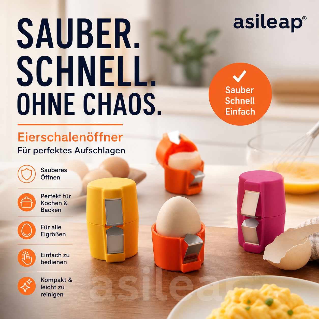 📢📢 JETZT 50 % RABATT!! ⏰ 2-in-1 Eierknacker & Eigelb-Separator – hygienisch, einfach in der Handhabung & vielseitig für rohe und gekochte Eier 🥚