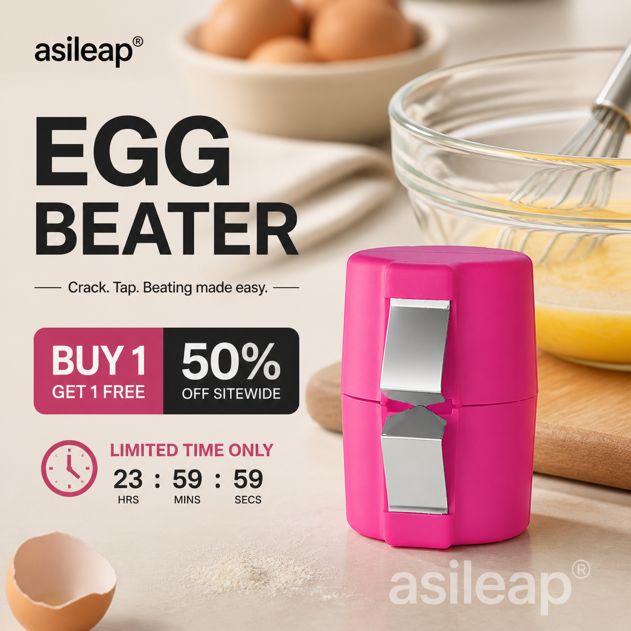 📢📢 JETZT 50 % RABATT!! ⏰ 2-in-1 Eierknacker & Eigelb-Separator – hygienisch, einfach in der Handhabung & vielseitig für rohe und gekochte Eier 🥚
