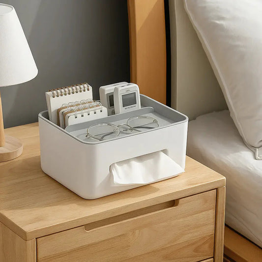 Caja de pañuelos multifuncional con organizador: para baño, oficina y sala de estar. 
