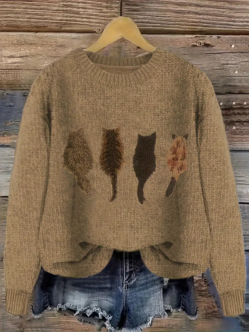 Urvana - Langarm Pullover Mit Katzen Drucken