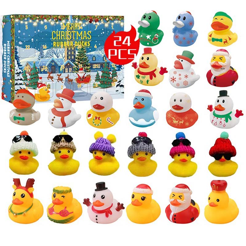 Calendario de Adviento navideño de 24 piezas con patitos de goma