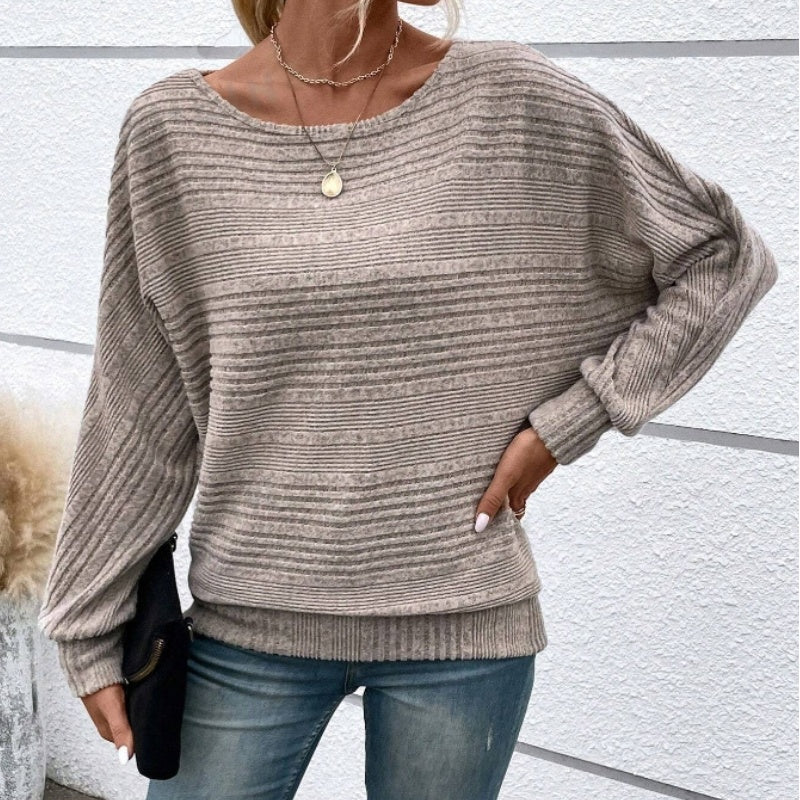 Gluschwein - ⏰Weiches, einfarbiges Pullover-Langarmoberteil mit Fledermausärmeln für Damen