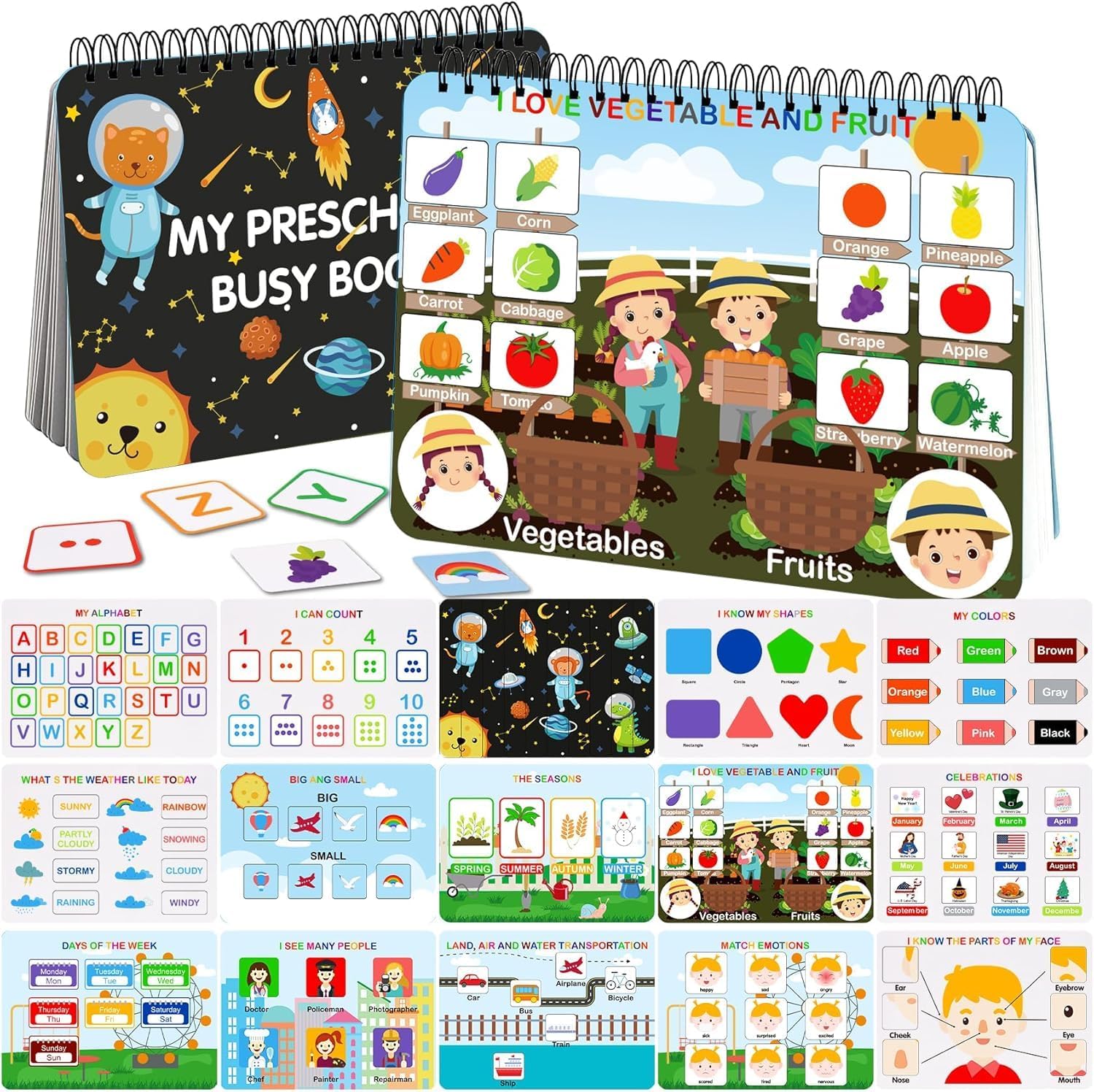 Gluschwein - Busy Book - Montessori-Lernbuch | Lernordner für Vorschulkinder mit 30 Themen