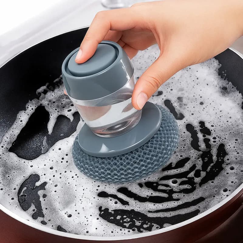 Horuvera - Cepillo para platos de cocina con dispensador de jabón - antibacteriano y resistente al moho