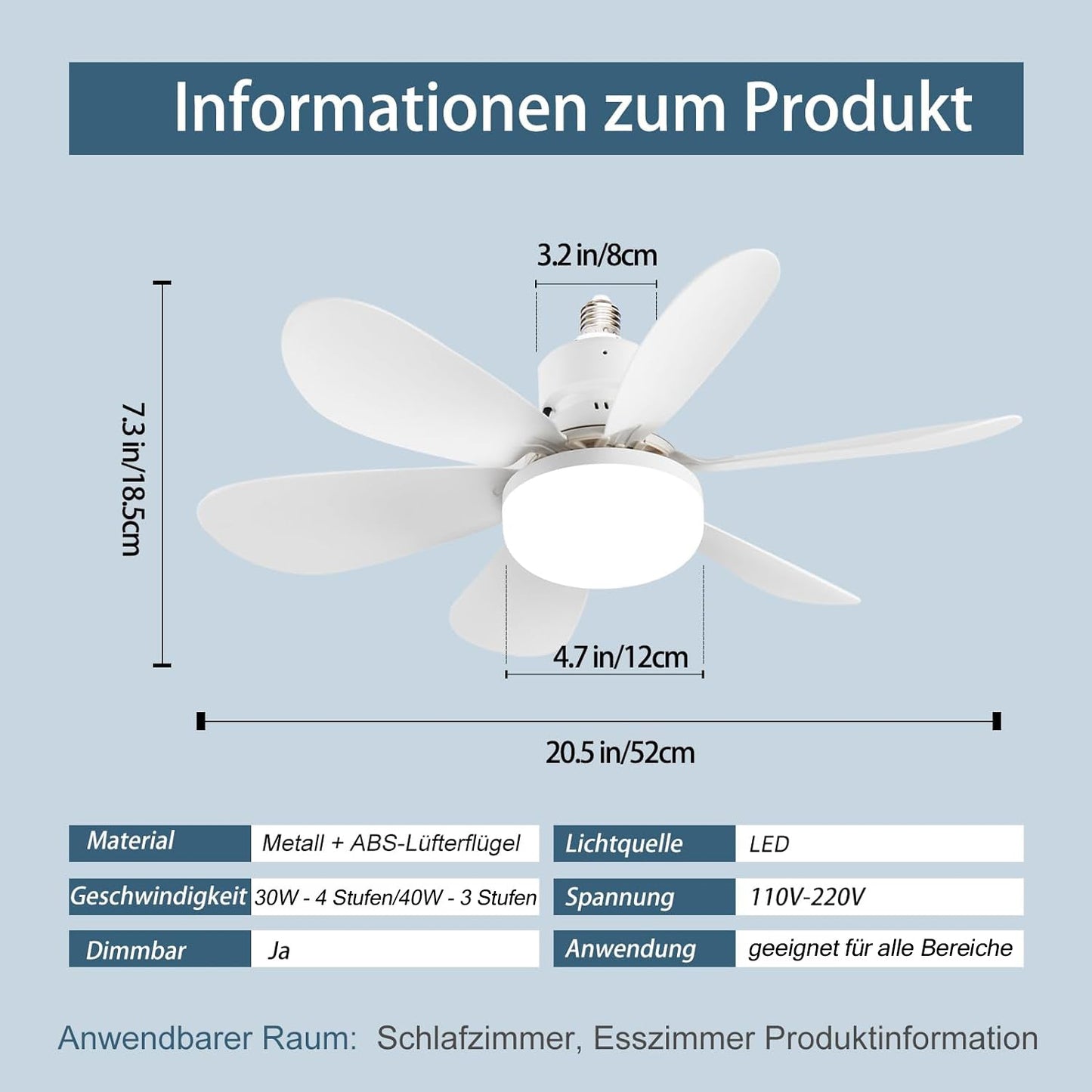 Gluschwein - Deckenventilator mit Licht