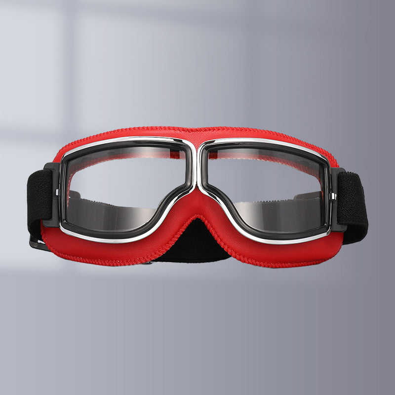 Gluschwein - Vintage-Motorradbrille rot transparent