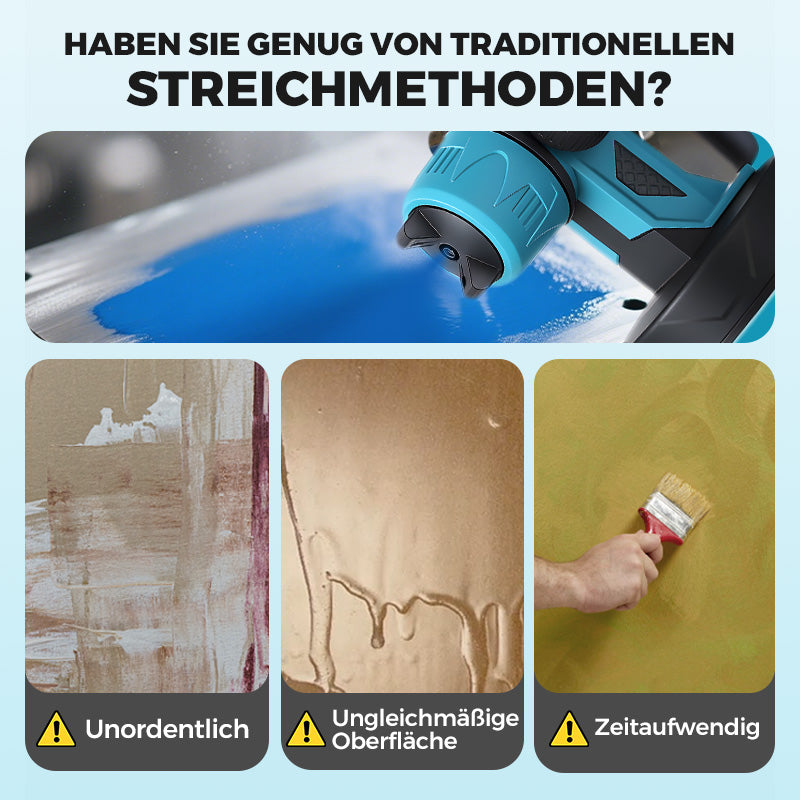 🔥Kabellose elektrische Spritzpistole ⚡ 800 ml/Minute für ununterbrochenes Sprühen 💪 Wiederaufladbar, kabellos, Sprühen in jedem Winkel ohne Auslaufen. Ideal für Möbel, Zäune und Wände 🏠