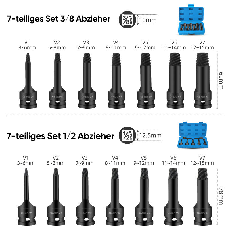 Gluschwein - Schraubenausdreher-Set für beschädigte Schrauben