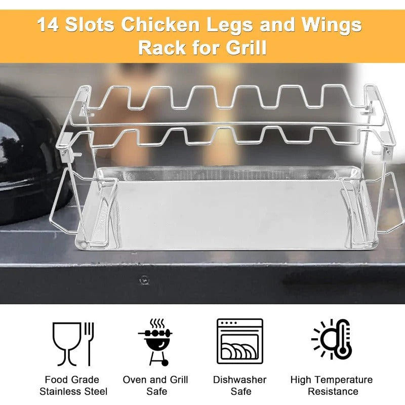 Grill Rack - Zusammenklappbarer Grillständer für Hähnchenkeulen