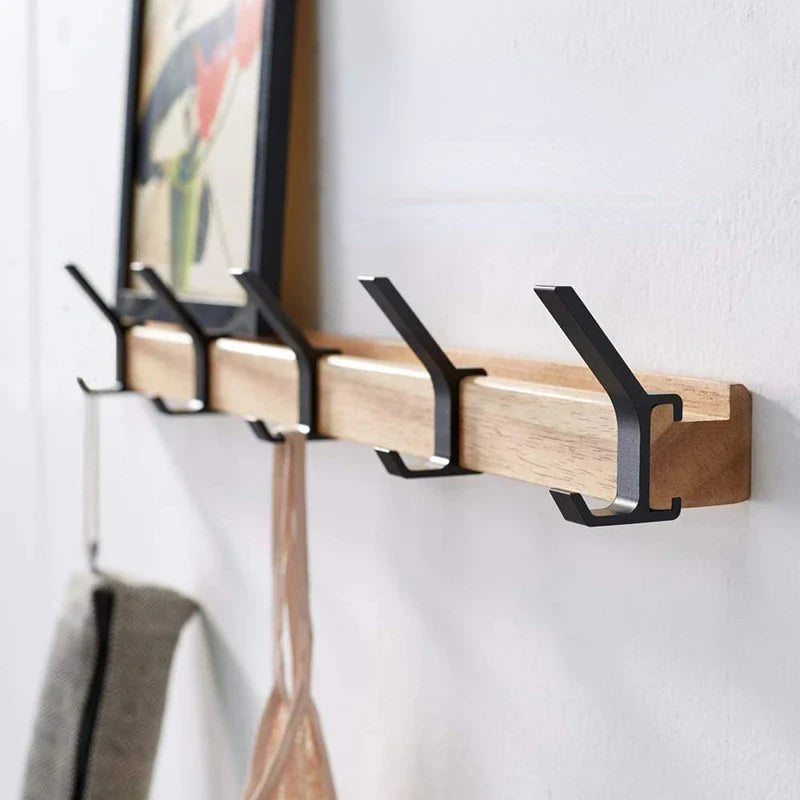 Gluschwein - Hanger Shelve - Wandgarderobe mit 5 Doppelhaken – Holz & Aluminium