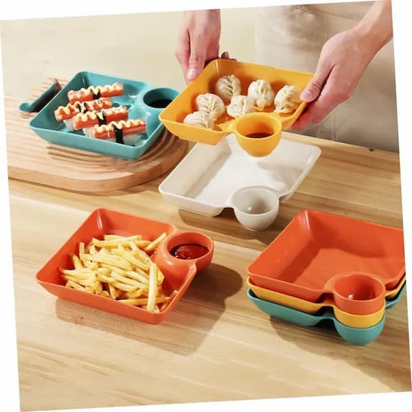 Gluschwein - Dip Plate - Teller mit separatem Soßenfach für sauberes Essen
