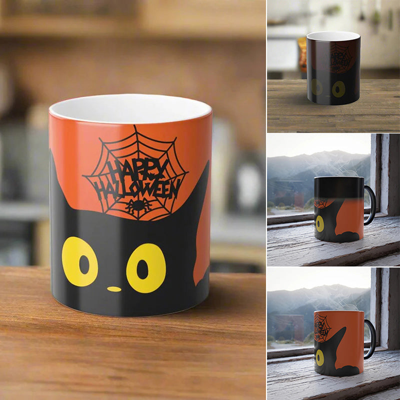 Tasse de morphing magique de chat noir d'Halloween