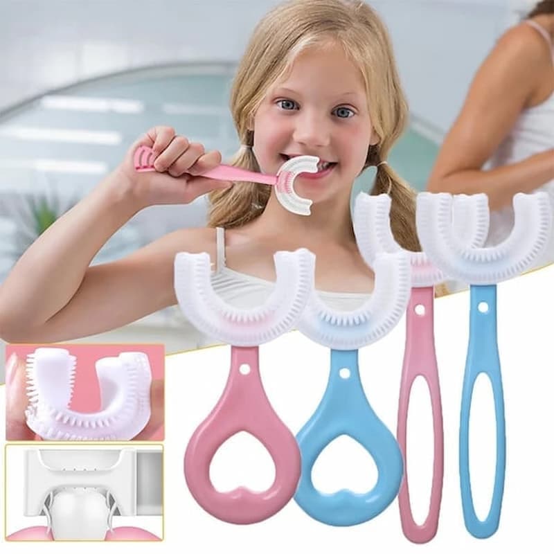 Brosse à dents en U - Brosse à dents pour enfants en forme de U - particulièrement sûre et douce pour les dents des enfants