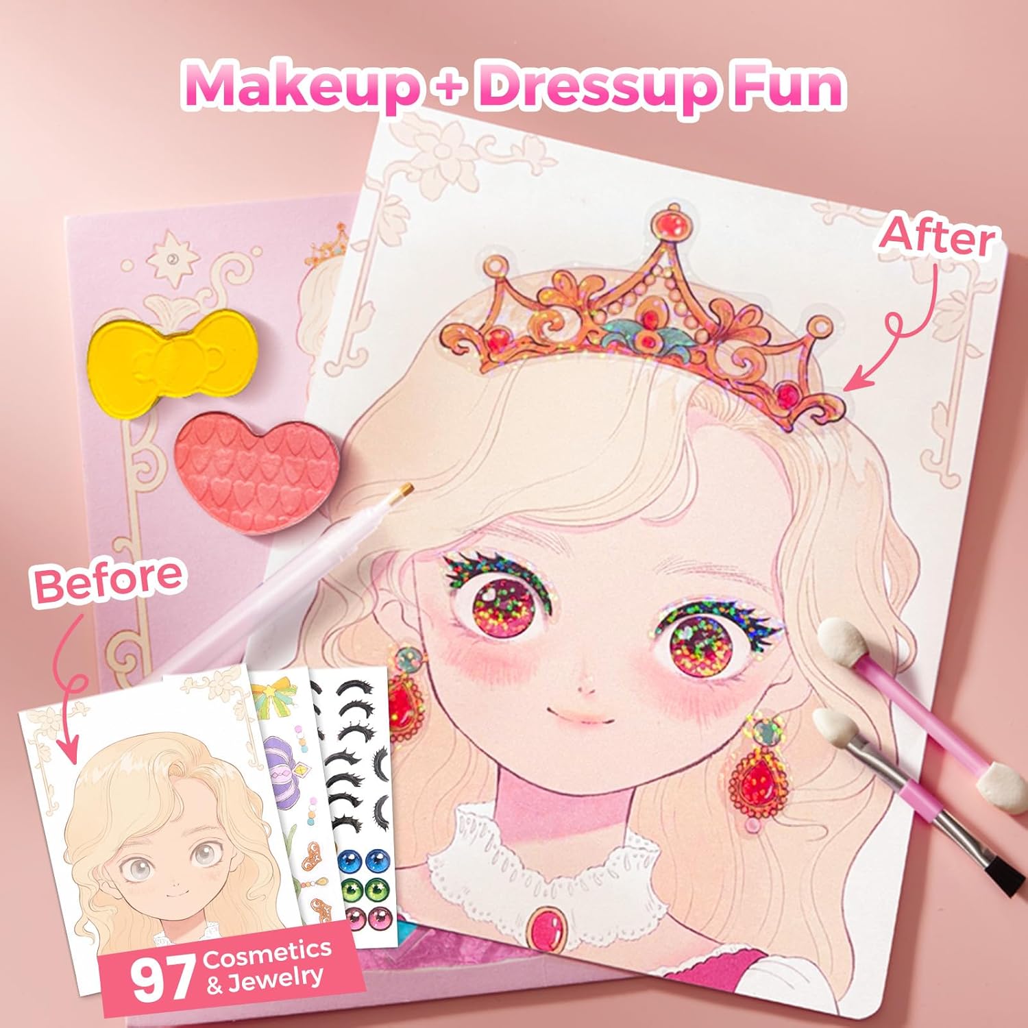 Gluschwein - Princess Art Studio - 4-in-1-Prinzessinnen-Kunststudio | Bastelbuch mit Make-up, Schmucksteinen und Folie