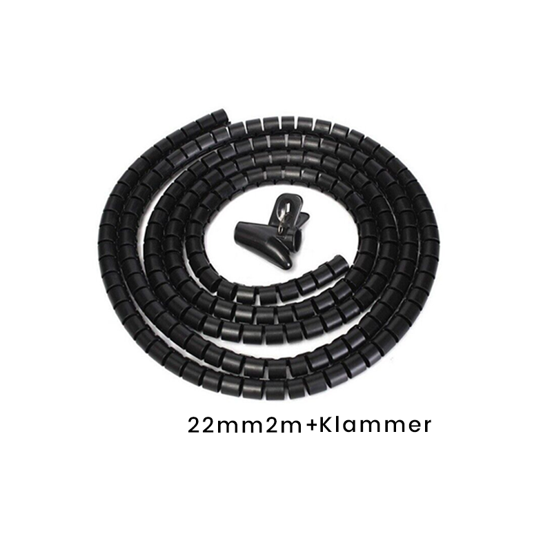 Gluschwein - Anti-Biss-Kabelbinder für Kabel-Organizer Schwarz (2M + Klammer) 22 MM