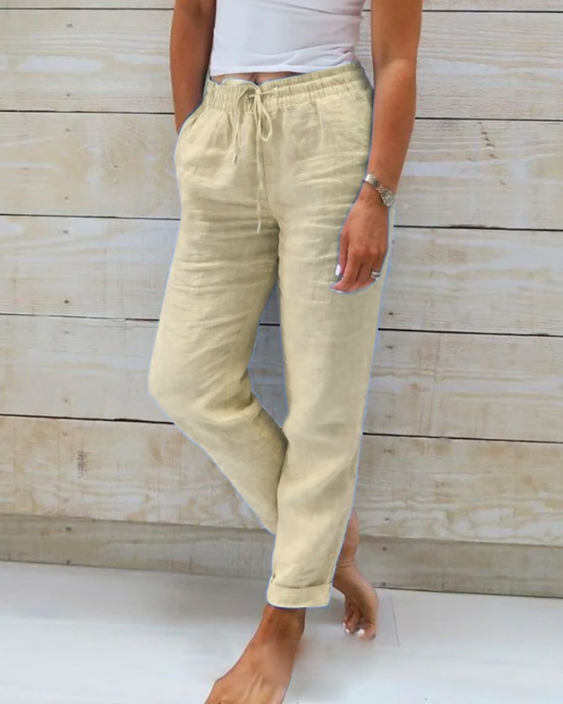 🌸Spring Sale 52% OFF🌿👖Damenhose aus Baumwolle & Leinen mit Elastischem Bund – Bequem, Atmungsaktiv & Lässiger Look 🥰