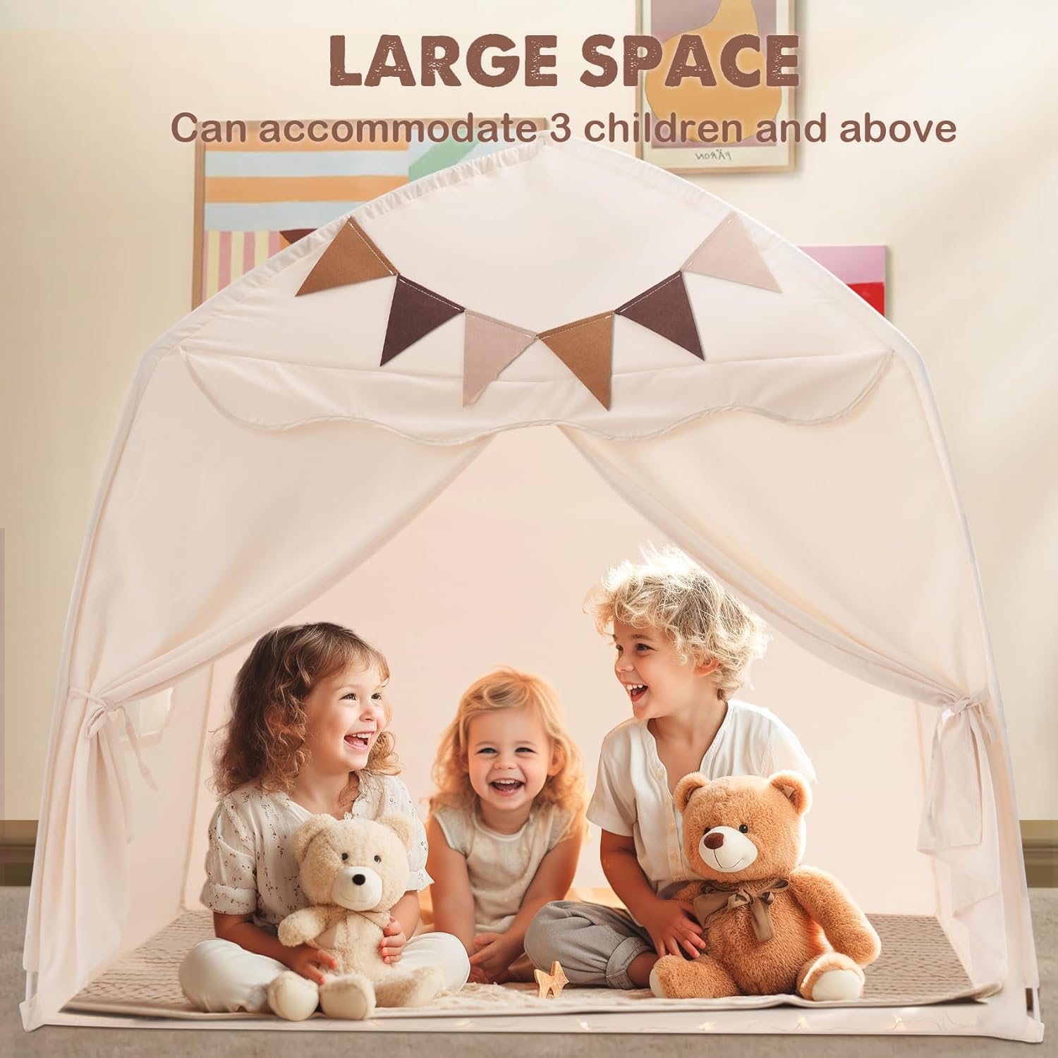 Gluschwein - Kids Play Tent - Spielzelt mit Sternenlichtern und Fähnchen