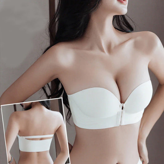 Soutien-gorge bustier antidérapant pour femme avec fermeture sur le devant