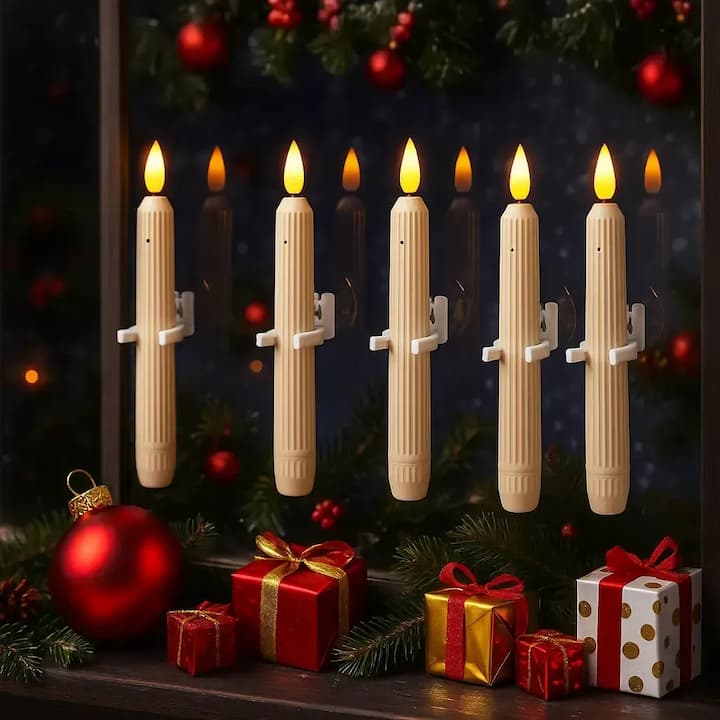 WindowCandles -  LED-Fensterkerzen mit Dämmerungssensor – Realistische, warmweiß flackernde Flamme für gemütliche Abende [6er-Set]