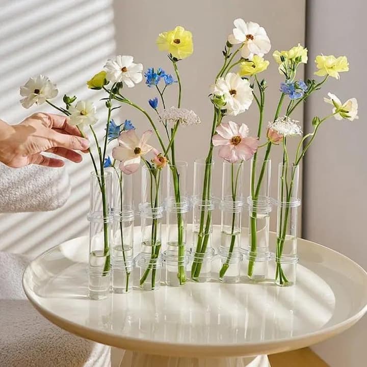 TubeVase - 6-teiliges Glasröhren-Vasenset – Stilvolle Blumendeko für Zuhause