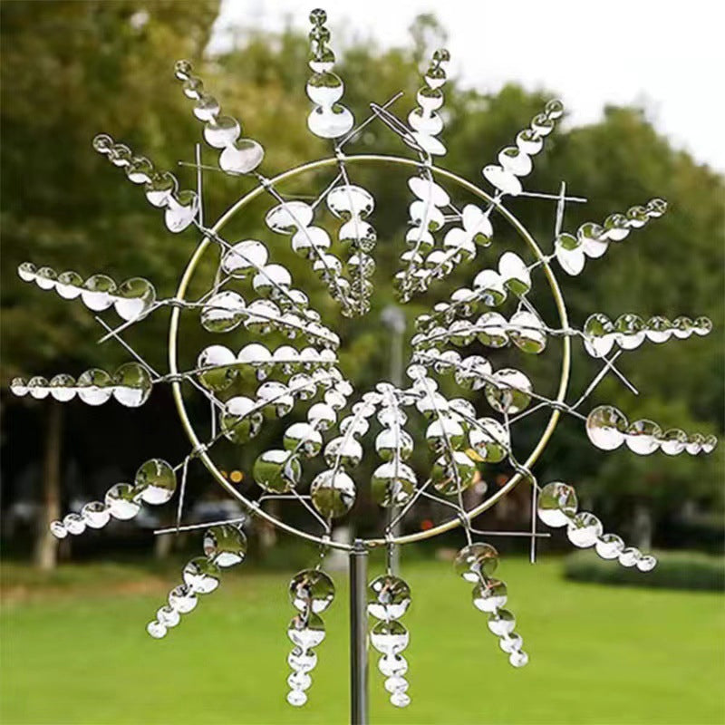 Gluschwein - Garden Magic Kinetische Windmühle aus Metall Silber