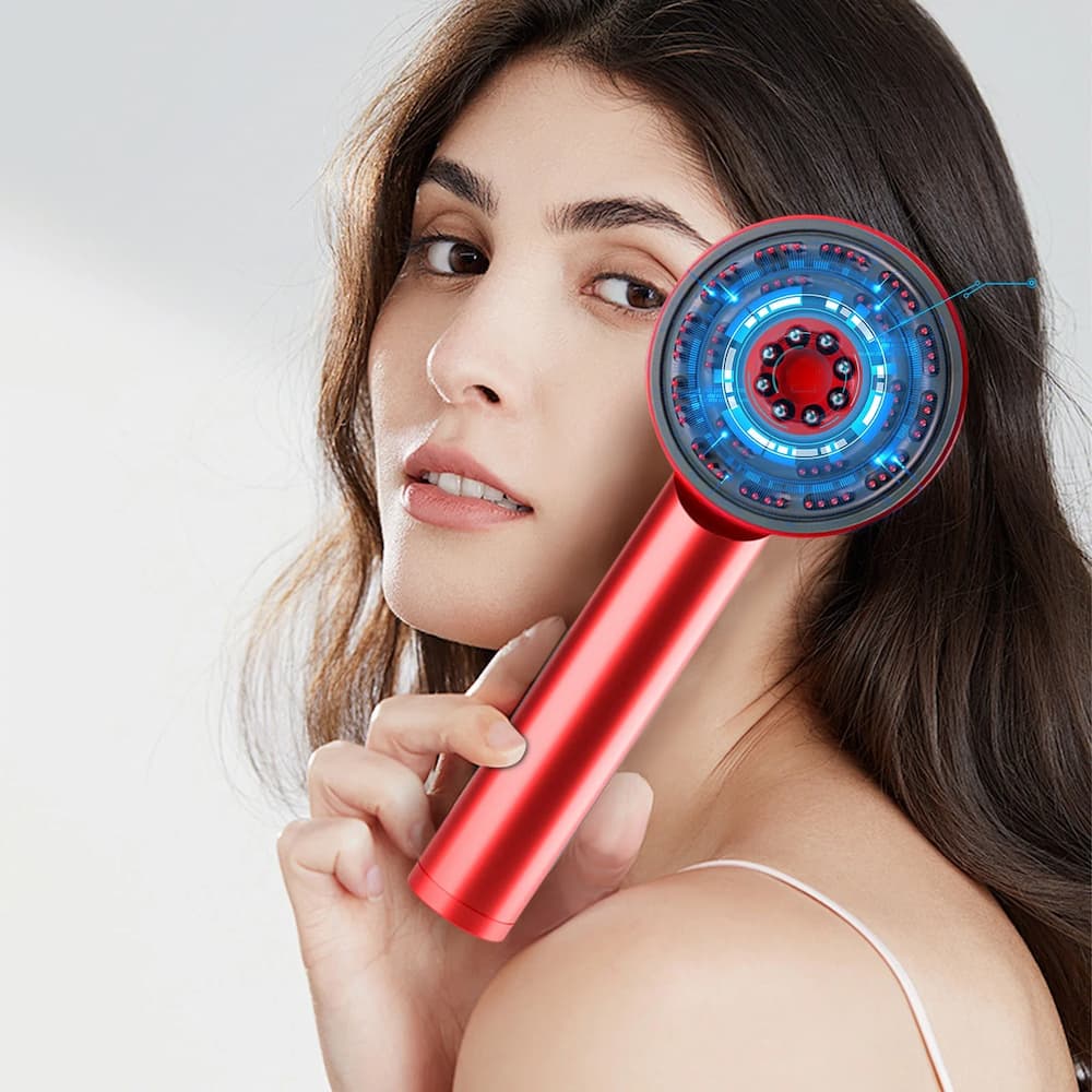 Vanura - Brosse à lumière rouge avec stimulation profonde du cuir chevelu