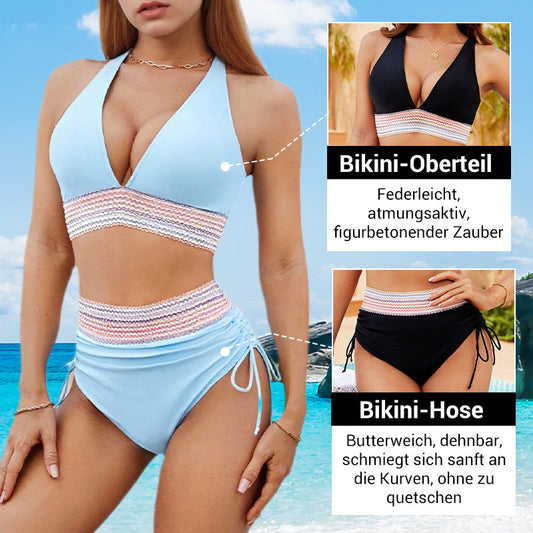 Gluschwein - 💥50% RABATT!🩱Patchwork-Bikini mit V-Ausschnitt, 2-teiliges Set